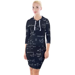 Mathematical Seamless Pattern With Geometric Shapes Formulas Quarter Sleeve Hood Bodycon Dress by Vaneshart