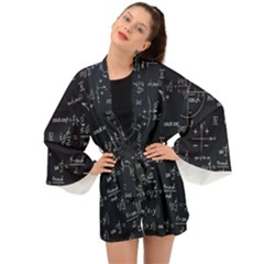 Mathematical Seamless Pattern With Geometric Shapes Formulas Long Sleeve Kimono by Vaneshart