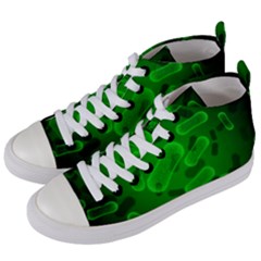 Green Rod Shaped Bacteria Women s Mid-top Canvas Sneakers by Vaneshart