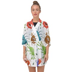 Dangerous Streptococcus Lactobacillus Staphylococcus Others Microbes Cartoon Style Vector Seamless Half Sleeve Chiffon Kimono by Vaneshart