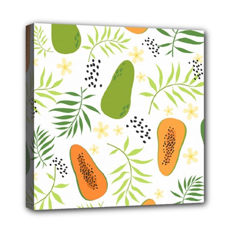 Seamless Tropical Pattern With Papaya Mini Canvas 8  X 8  (stretched) by Vaneshart