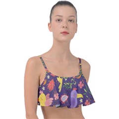 Exotic Seamless Pattern With Parrots Fruits Frill Bikini Top by Vaneshart