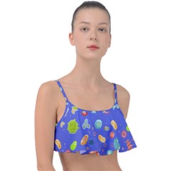 Virus Seamless Pattern Frill Bikini Top by Vaneshart