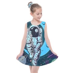 Astronaut Full Color Kids  Summer Dress by Vaneshart