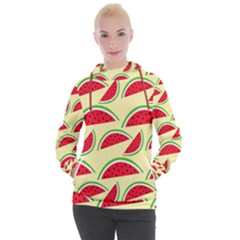 Watermelon Pattern Women s Hooded Pullover by Vaneshart