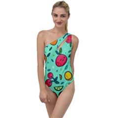 Various Fruits With Faces Seamless Pattern To One Side Swimsuit by Vaneshart