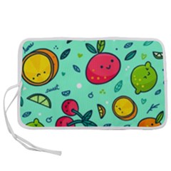 Various Fruits With Faces Seamless Pattern Pen Storage Case (m) by Vaneshart