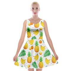 Tropical Fruits Pattern Velvet Skater Dress by Vaneshart