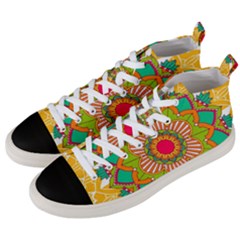 Mandala Patterns Yellow Men s Mid-top Canvas Sneakers by Vaneshart