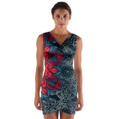 Abstract Decorative Background Ornament With Mosaic Elements Wrap Front Bodycon Dress by Vaneshart