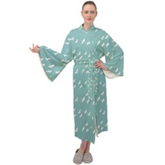 Group Of Birds Flying Graphic Pattern Maxi Velour Kimono by dflcprintsclothing