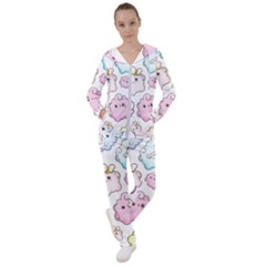 Cute Doodle Cartoon Seamless Pattern Women s Tracksuit by Vaneshart