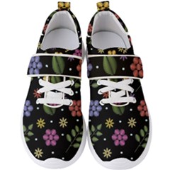 Embroidery Seamless Pattern With Flowers Men s Velcro Strap Shoes by Vaneshart