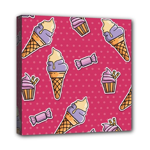 Seamless Pattern Patches With Ice Cream Mini Canvas 8  X 8  (stretched) by Vaneshart