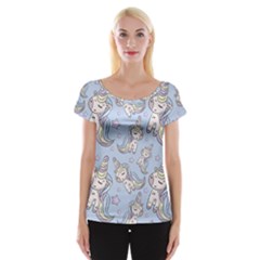 Pattern With Cute Unicorns Cap Sleeve Top by Vaneshart