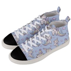 Pattern With Cute Unicorns Men s Mid-top Canvas Sneakers by Vaneshart