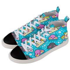 Cloud Seamless Pattern Men s Mid-top Canvas Sneakers by Vaneshart