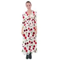 Cute Cherry Pattern Button Up Maxi Dress by TastefulDesigns