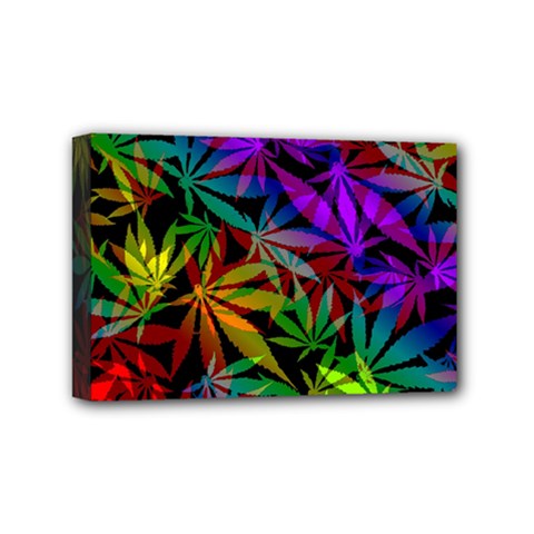 Ganja In Rainbow Colors, Weed Pattern, Marihujana Theme Mini Canvas 6  X 4  (stretched) by Casemiro