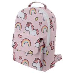 Cute Unicorn Rainbow Seamless Pattern Background Flap Pocket Backpack (small) by Vaneshart