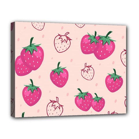 Seamless Strawberry Fruit Pattern Background Canvas 14  X 11  (stretched) by Vaneshart