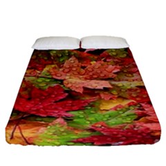 Spring Leafs Fitted Sheet (queen Size) by Sparkle