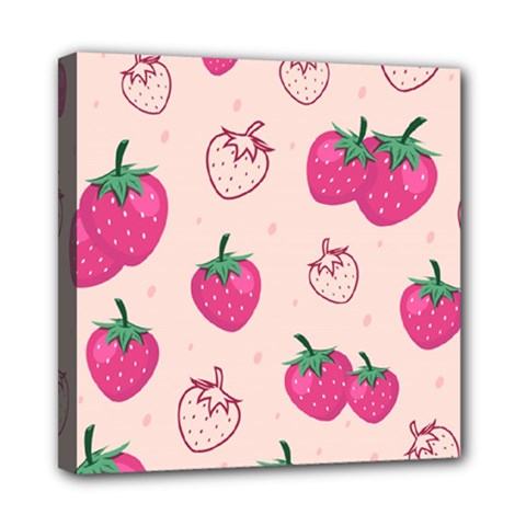 Seamless-strawberry-fruit-pattern-background Mini Canvas 8  X 8  (stretched) by Vaneshart