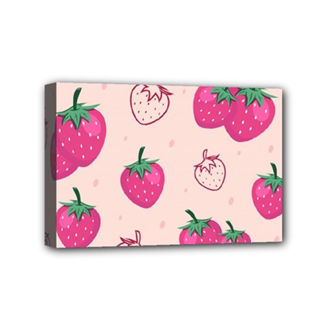 Seamless-strawberry-fruit-pattern-background Mini Canvas 6  X 4  (stretched) by Vaneshart