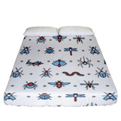 Insects-icons-square-seamless-pattern Fitted Sheet (california King Size) by Vaneshart