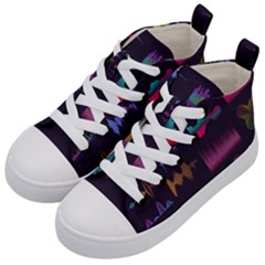 Colorful-sound-wave-set Kids  Mid-top Canvas Sneakers by Vaneshart