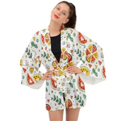 Seamless-hipster-pattern-with-watermelons-mint-geometric-figures Long Sleeve Kimono by Vaneshart