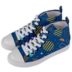 Flat-design-geometric-shapes-background Women s Mid-top Canvas Sneakers by Vaneshart