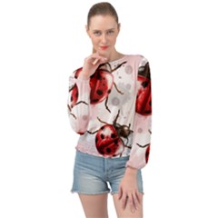 Ladybugs-pattern-texture-watercolor Banded Bottom Chiffon Top by Vaneshart