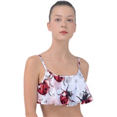 Ladybugs-pattern-texture-watercolor Frill Bikini Top by Vaneshart