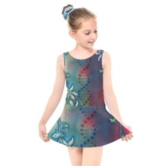 Flower Dna Kids  Skater Dress Swimsuit by RobLilly