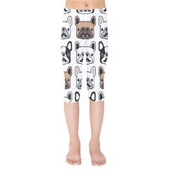 Dog French Bulldog Seamless Pattern Face Head Kids  Capri Leggings  by BangZart