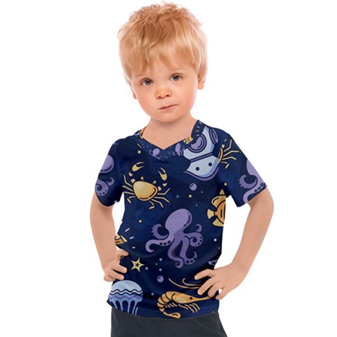 Marine Seamless Pattern Thin Line Memphis Style Kids  Sports Tee by BangZart