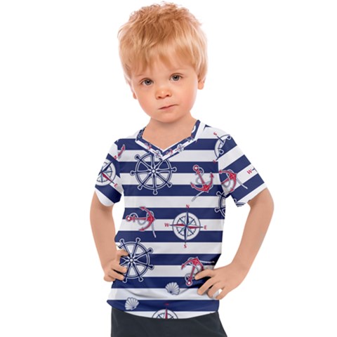 Seamless Marine Pattern Kids  Sports Tee by BangZart