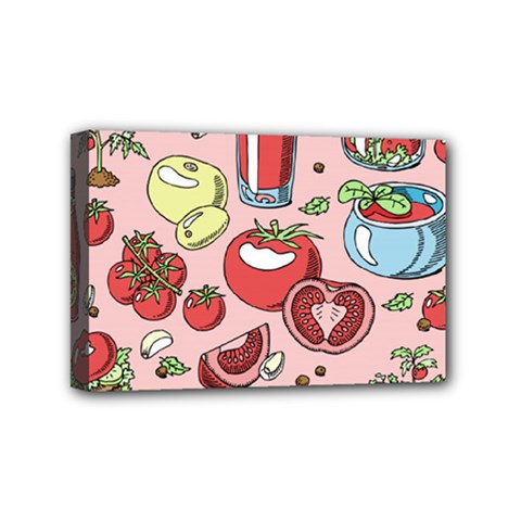 Tomato Seamless Pattern Juicy Tomatoes Food Sauce Ketchup Soup Paste With Fresh Red Vegetables Mini Canvas 6  X 4  (stretched) by BangZart