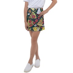 Vector Seamless Pizza Slice Pattern Hand Drawn Pizza Illustration Great Background Kids  Tennis Skirt by BangZart