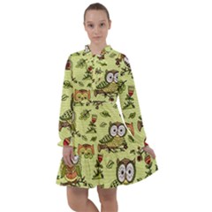 Seamless Pattern With Flowers Owls All Frills Chiffon Dress by BangZart