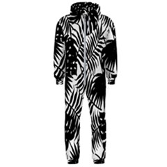 Black And White Tropical Leafs Pattern, Vector Image Hooded Jumpsuit (men)  by Casemiro