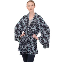 Intricate Modern Abstract Ornate Pattern Long Sleeve Velvet Kimono  by dflcprintsclothing