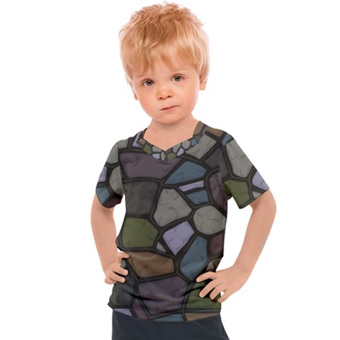 Cartoon Colored Stone Seamless Background Texture Pattern   Kids  Sports Tee by BangZart