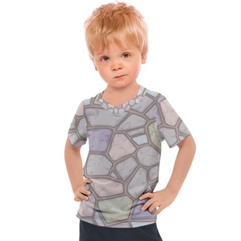 Cartoon Colored Stone Seamless Background Texture Pattern Kids  Sports Tee by BangZart