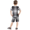 Pixel background design modern seamless pattern plaid square texture fabric tartan scottish textile Kids  Tee and Shorts Set View2