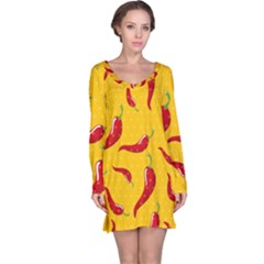 Chili Vegetable Pattern Background Long Sleeve Nightdress by BangZart