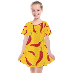 Chili Vegetable Pattern Background Kids  Smock Dress by BangZart