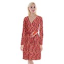 Chili pattern red Long Sleeve Velvet Front Wrap Dress View1