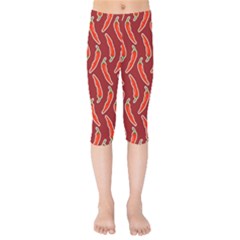 Chili Pattern Red Kids  Capri Leggings  by BangZart